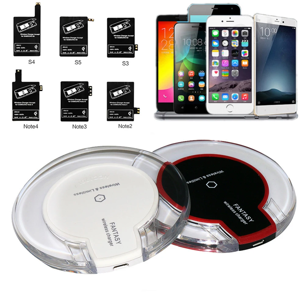 New Universal QI Wireless Charger Charging Pad with Receiver Blue Light Crystal for Samsung Galaxy S3
