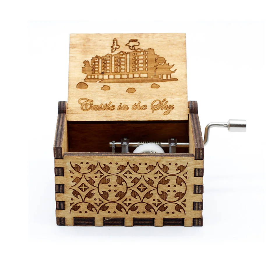 En Stock venta al por mayor castillo de manillar a mano en el cielo caja de música Juego de tronos Zelda tema de música regalo de Navidad