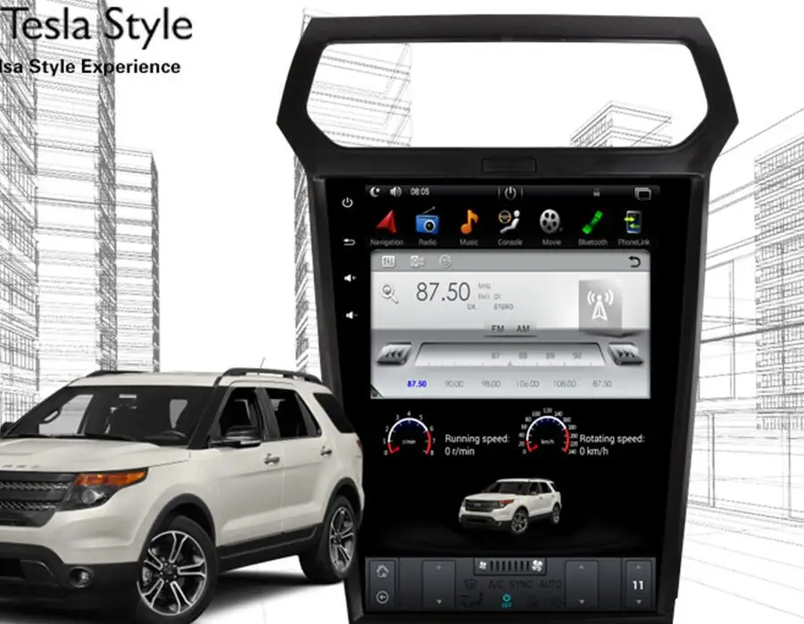 

Tesla style Android Car DVD Player GPS Navigation For Ford Explorer 2011 2012 2013 2015 2016 car stereo multimedia audio car Pad