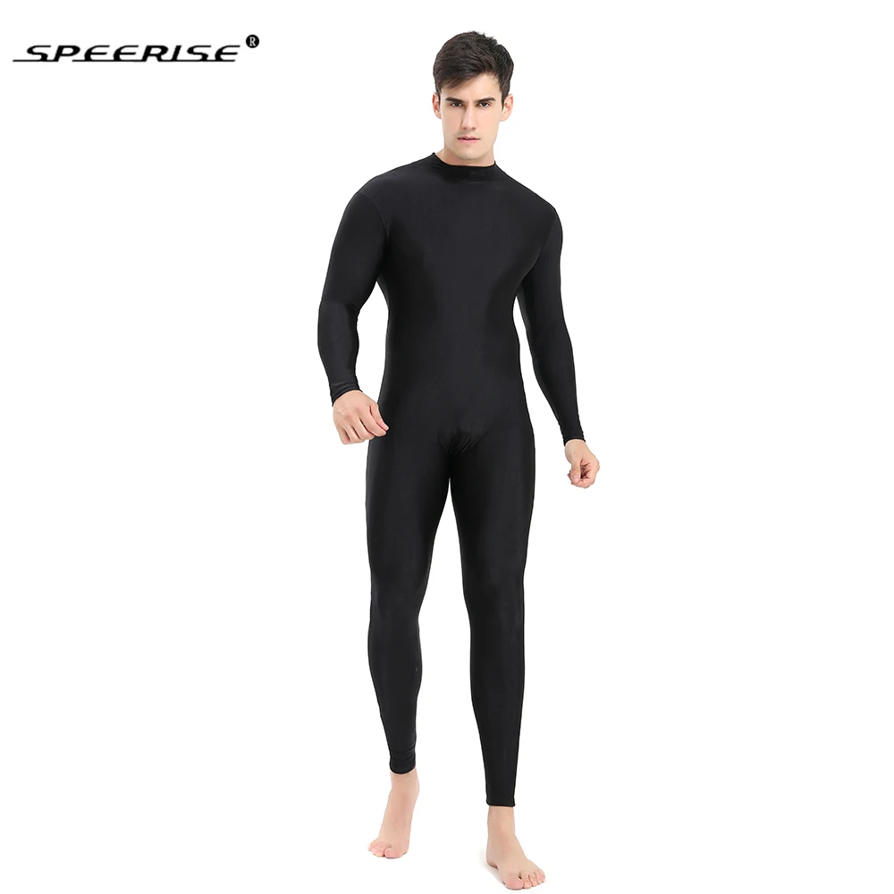 SPEERISE Adult Full Body Long Sleeve Unitard Mens Spandex Unitards Gymnastic Turtleneck Bodysuit