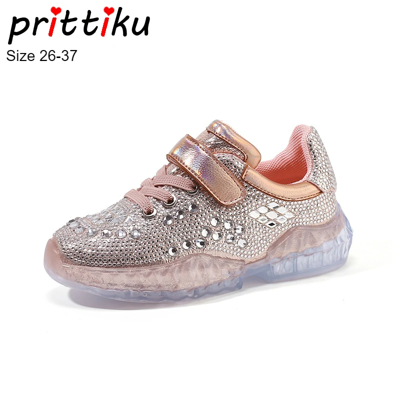 Spring 2021 Girls Bling Rhinestone Fashion Sneakers Toddler/Little/Big Kid Sparkle Casual Trainers Children Glitter Brand Shoes | Детская