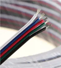 Tinned copper cable 22AWG, 5 pin RGB cable, PVC insulated wire, 22 awg Electric LED ,DIY Connect free shipping