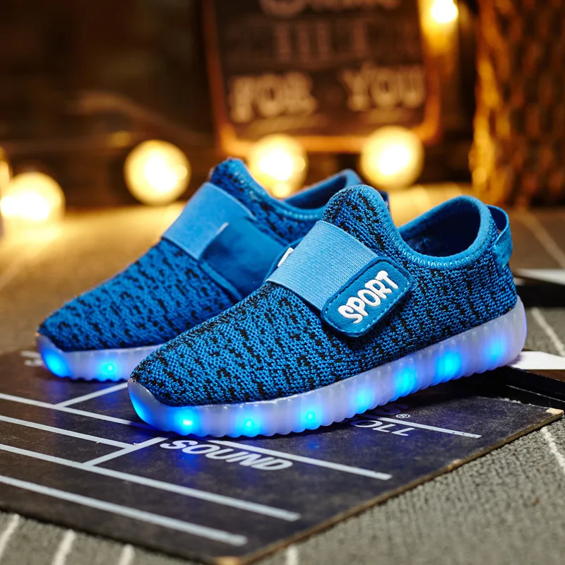  Lakerom Kids Led USB Recharge Glowing Shoes Children's Hook Loop Shoes Children's Glowing Sneakers  - 4000020583106
