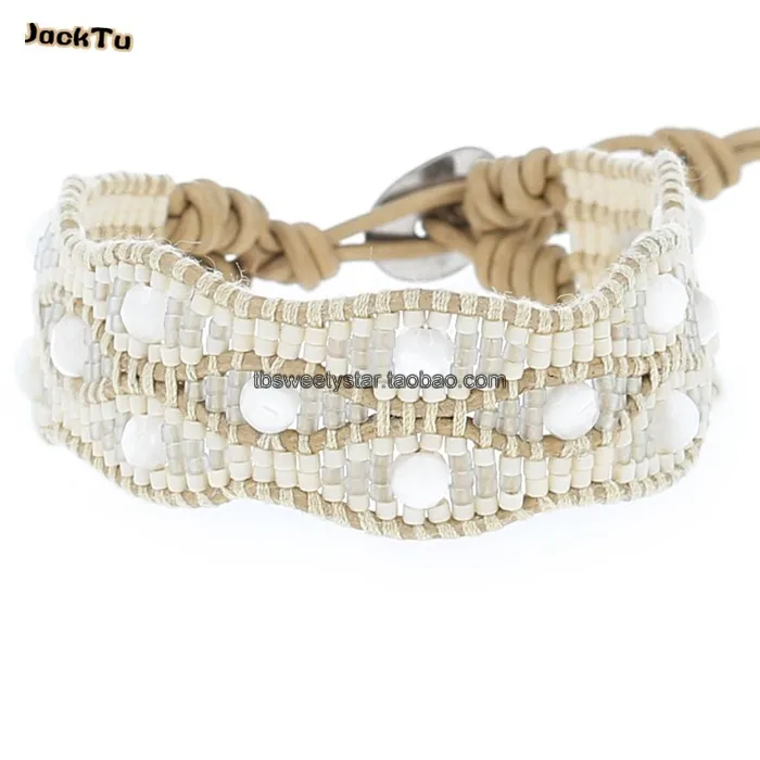 

white seed bead mix pearl woven bracelet brand