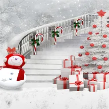 5x7ft Kate Christmas Backdrops Photography White Snowman Gift Box Photo Studio for Children White Ladder Frozen Snow Background