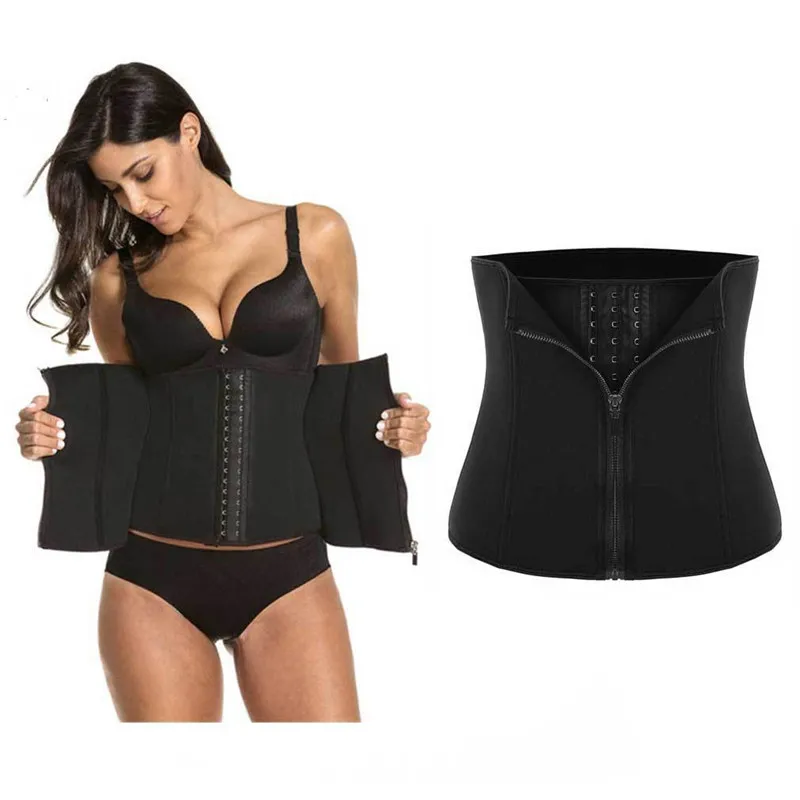 

Trendy Hot Sweat Spandex Body Women clothes solid Slimming Neoprene Waist zipper casual Cummerbunds one pieces