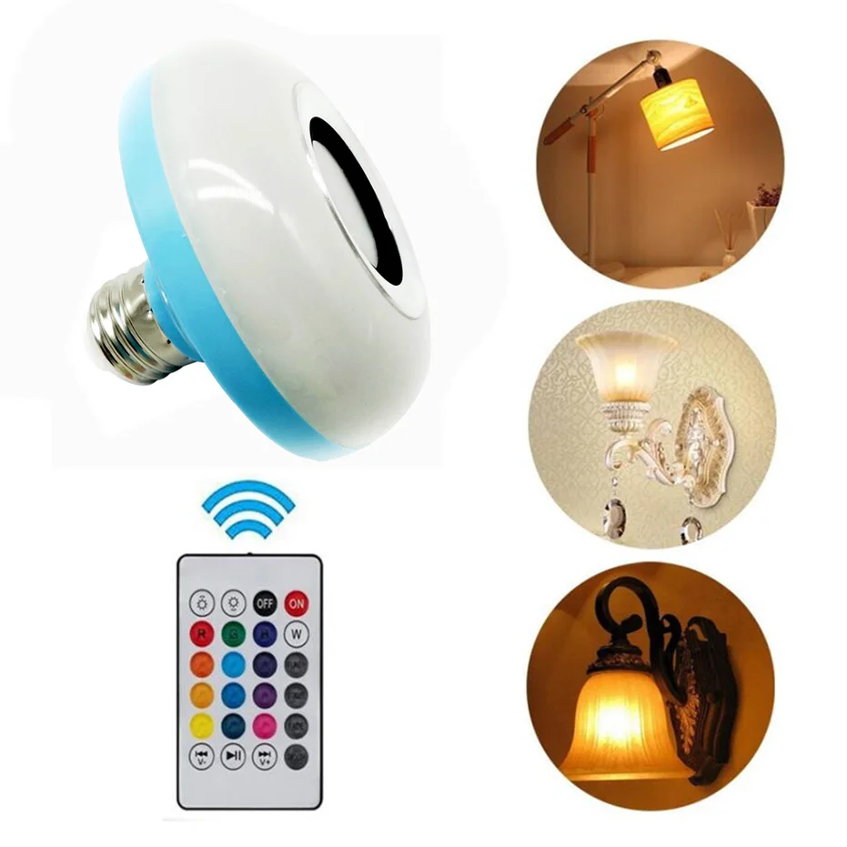 E27 умная RGB RGBW Беспроводная Bluetooth акустическая лампочка музыка игра Диммируемый