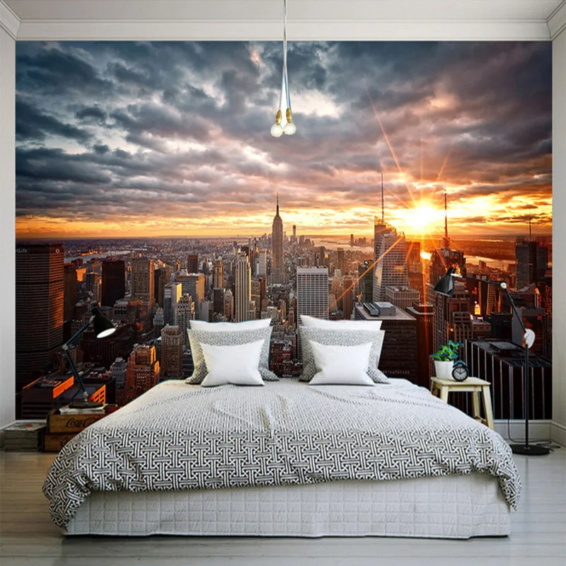 

Custom Wall Cloth 3D New York City Sunset Landscape Photo Mural Wallpaper Bedroom Living Room Backdrop Wall Covering Home Decor