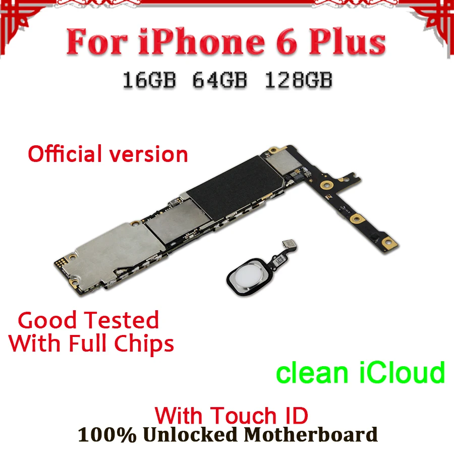 

For iPhone 6 Plus mother board With/Without Touch ID,Disassemble 100% Unlocked No iCloud Logic Board For iPhone 6 Plus Mainboard