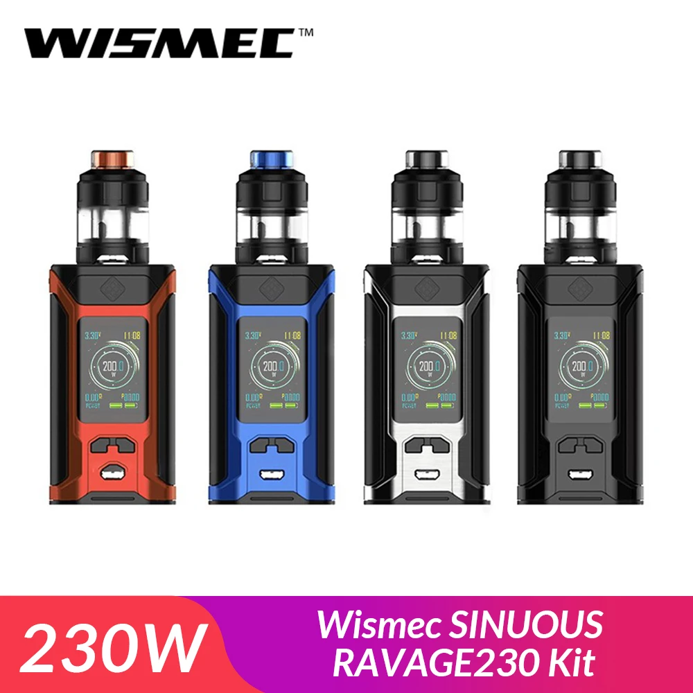 Оригинальный Wismec Sinuous Ravage230 комплект 230 Вт с атомайзером Gnome Evo 2 мл Ravage электронная
