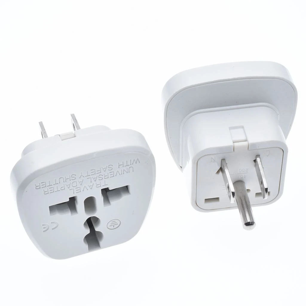 2PCS Universal Travel Adapter for USA, Worldwide Plug to US Nema 5-15P  Plug,with Safety Door IEC Type B plug.