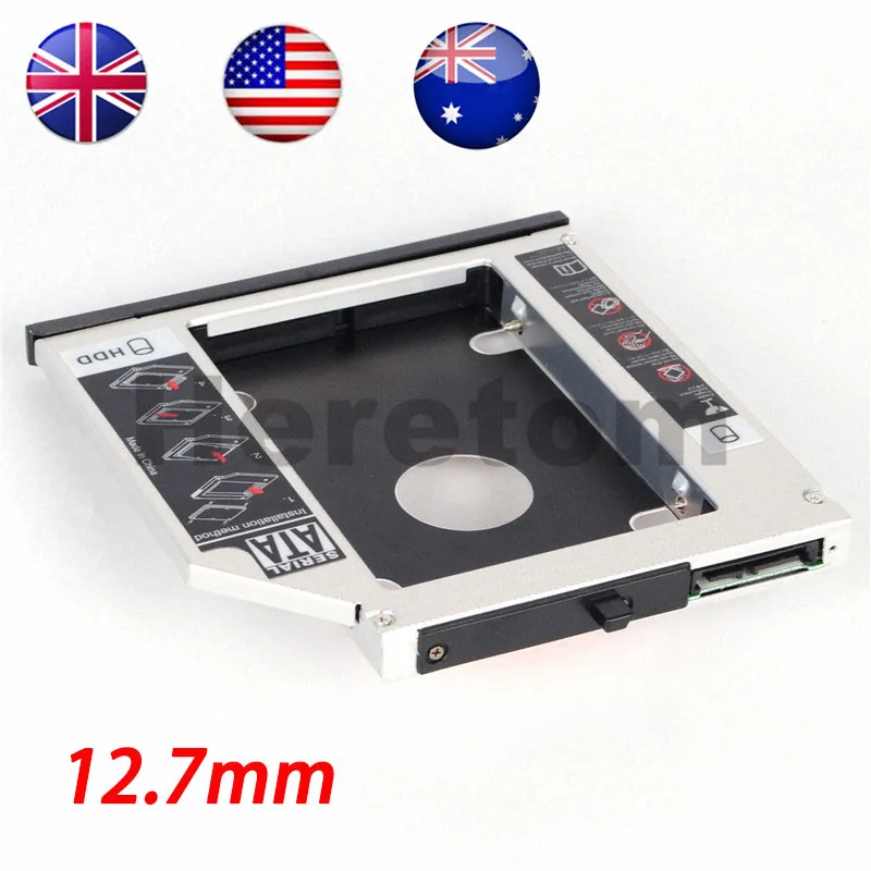 US/UK/AU доставка Алюминий SATA 12,7 мм 2nd HDD твердотельный диск Caddy для IBM T420 T520 W520 W510 T510 DVD CD-ROM Оптический Bay