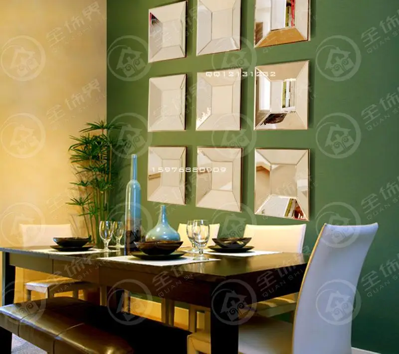 Modern Mirrored Wall Decor Bevel Square Creative Mirror Framed