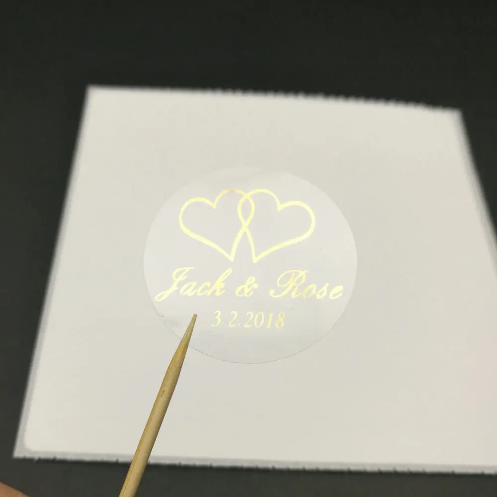 

100pcs 5cm Customize Personalised Gold Printing Clear Transparent Birthday Wedding Invitation Envelope Seals Stationery Sticker