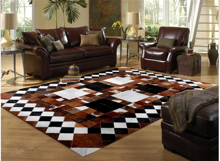 2018 free shipping 100 natural genuine cow leather area rug for living
