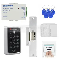 Diysecur 125 кГц RFID считыватель пароль клавиатуры Система контроля доступа полный комплект + Электрический удар Дверные замки + Питание