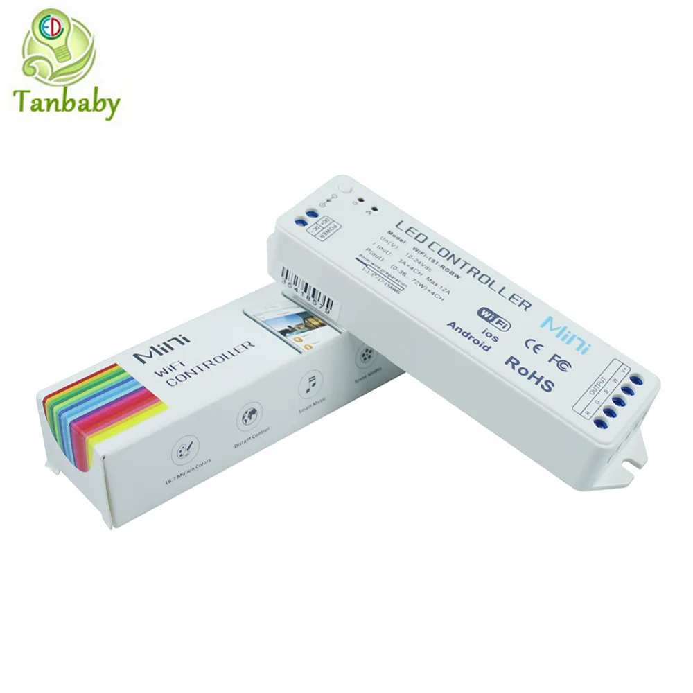 

Tanbaby Wifi LED Controller DC12-24V12A Wireless 2.4G RGBW Led controller for Led Strip Lamp support iOS Android APP