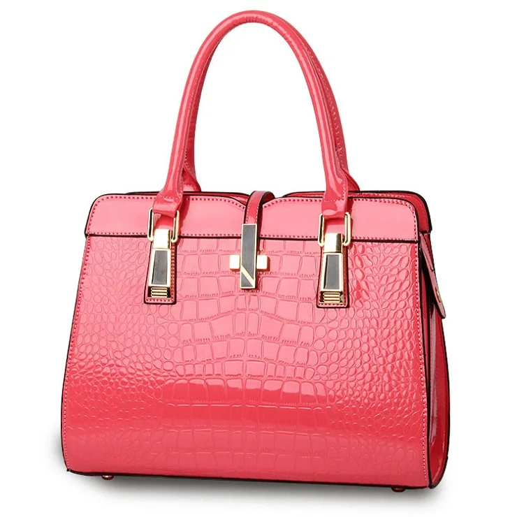PHEDERA Мода Аллигатор для женщин pu кожаная сумка Роскошные крокодил узор Женская сумочка дизайнер синий/черный дамы сумки - Цвет: Розовый