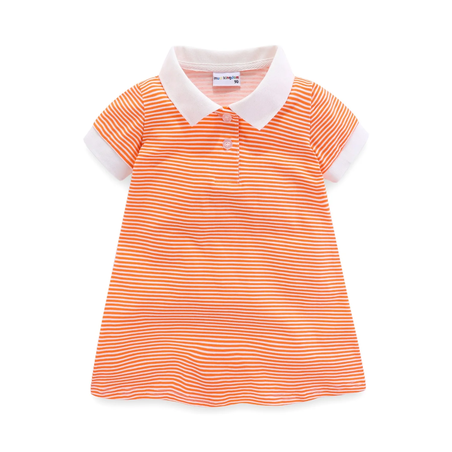 Mudkingdom детский для девочек, милое летнее платье с длинными Поло рубашка с воротником; Цвет зеленый, синий/оранжевый/желтый чистый Color2T~ 7 лет - Цвет: Оранжевый