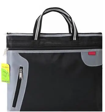 37X30 см коммерческий бизнес-документ, сумка A4, папка для документов, сумка для встреч, карман на молнии сбоку, Офисные Сумки для документов - Цвет: Black