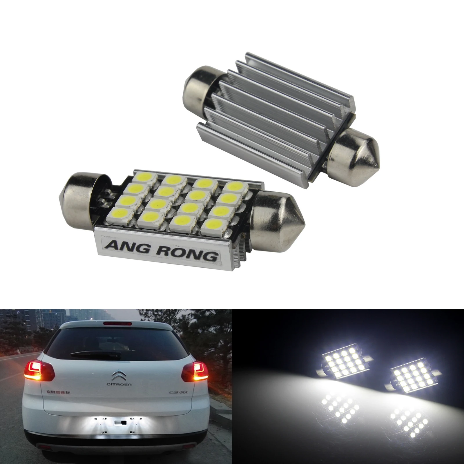 ANGRONG 2x Белый 239 272 C5W гирлянда лампа SMD 16 Светодиодный светильник без ошибок для