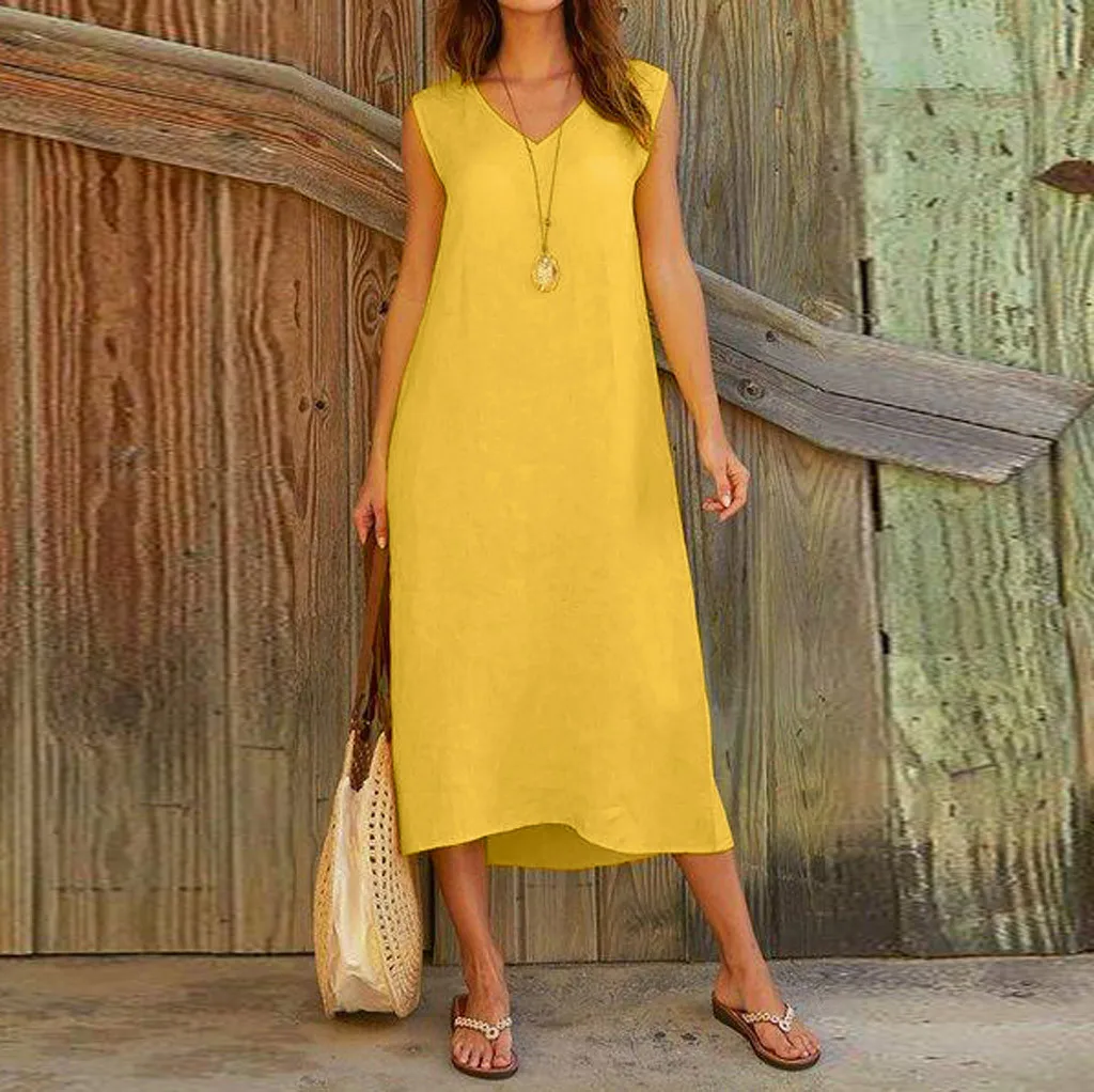 Summer Maxi Dress 2019 Women Sleeveless Yellow Long Dress Party Dresses Woman Party Night Elegant Dress