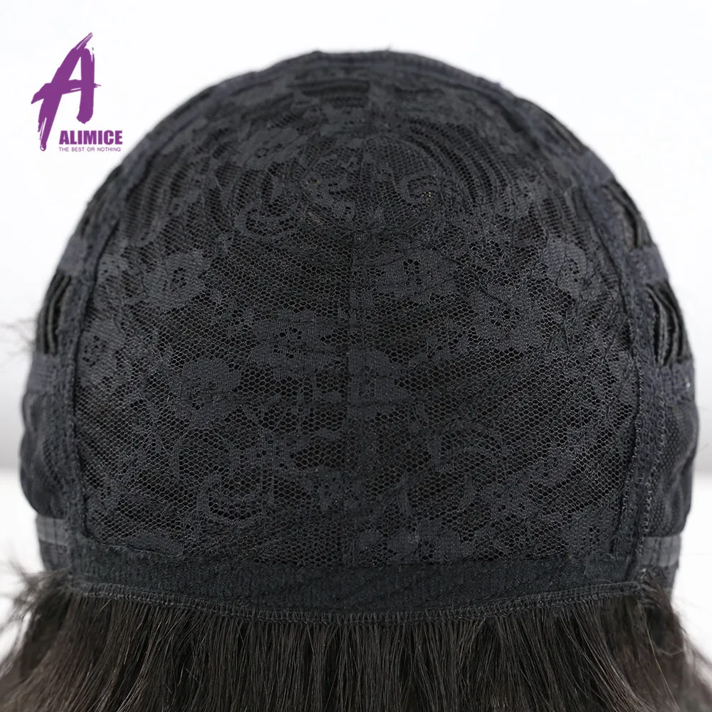 Alimice Hair Short Human Hair Wigs With Baby Hair Bang Non Lace Wig Brazilian Bob Straight Wig For Women Color#1B#2#4 8 inch (22)