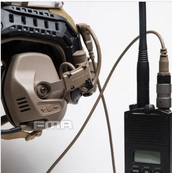 FMA /& FCS Tactical RAC HeadSet with PTT for Fast SF Highcut Helmet Guide Rail
