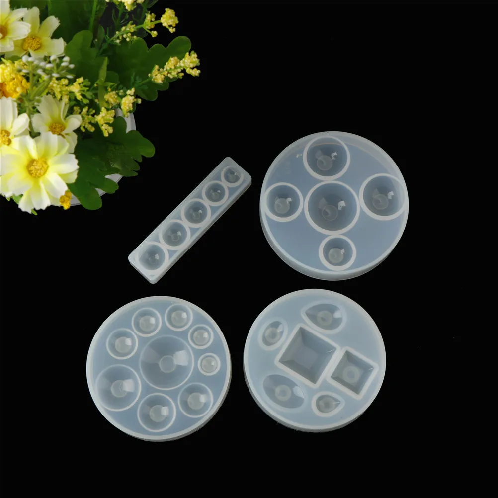 Craft DIY Transparent UV Resin Liquid Silicone Mold Flat Round Cabochon Pendant Charms for DIY Earrings Necklace Making Jewelry