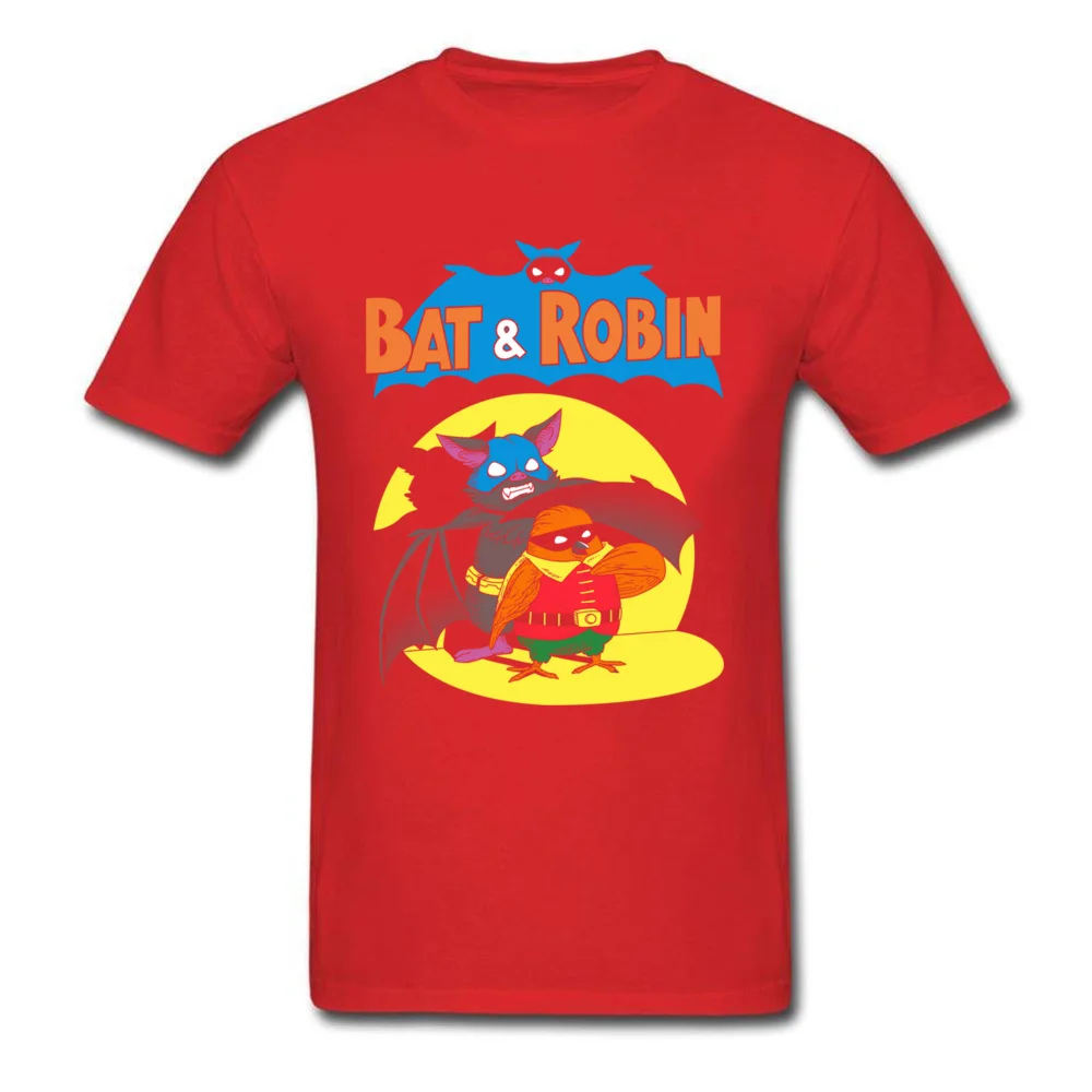 bat and robin 10104 Summer/Autumn 100% Cotton O Neck Tops & Tees Short Sleeve Custom Tee Shirt 2018 Popular Crazy T Shirts bat and robin 10104 red