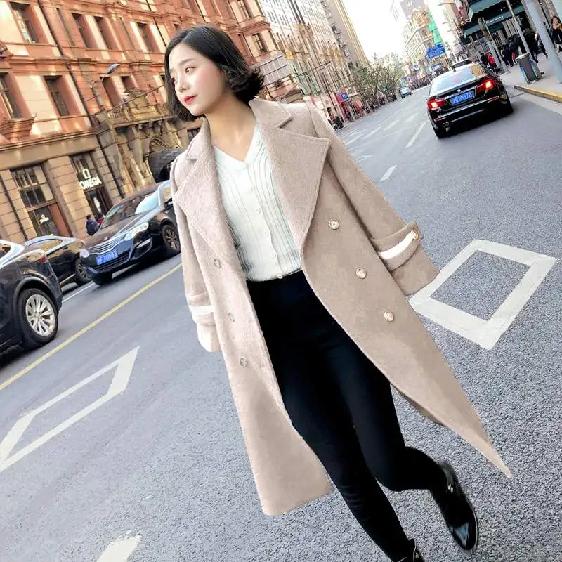 Chaud Blue black Qualité red Pr527 Coréen Nouvelle D'hiver Moyen Tempérament Haute Femmes Survêtement Slim Color oatmeal 2019 camrl lotus Laine Manteau Longues De Mode Veste OwqUSRZ