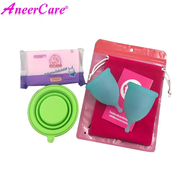 

2pcs cup menstruelle menstrual cup for women copas menstruales menstrual cup sterilizer esterilizador menstruatie cup coupe s l