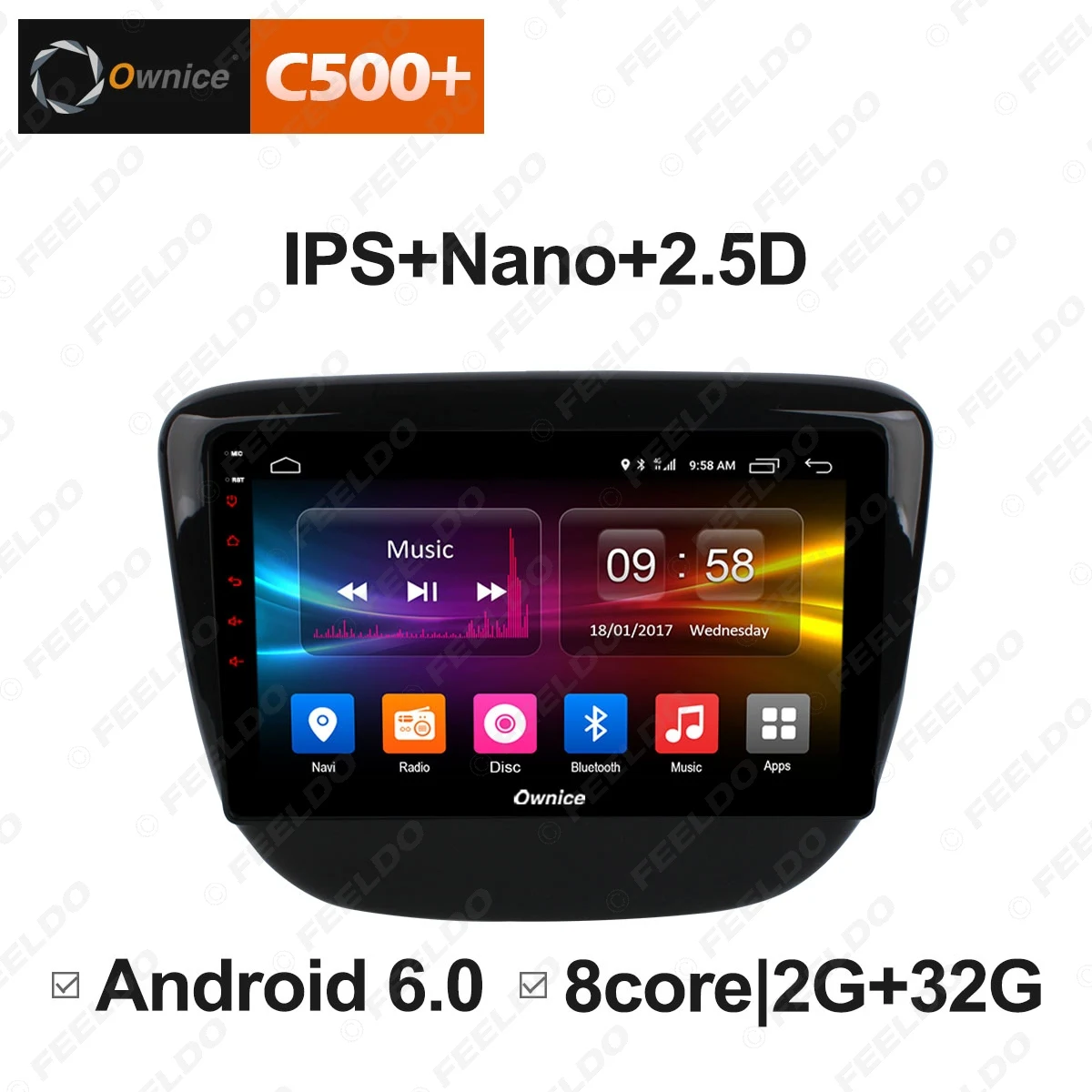 FEELDO " Android 6,0 4-Core/DDR3 1G/16G/Поддержка 4G медиа-плеер с gps/FM/AM RDS радио для CAVALIER - Цвет: 8-Core Android6.0