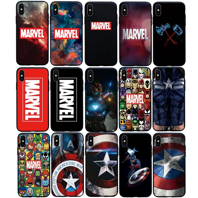 

Fashion Comic Marvel Iran Man Captain soft Silicon Case For iphone 6 6s plus 7 8 plus X XSMax XR 5s SE Phone Funda Coque Case