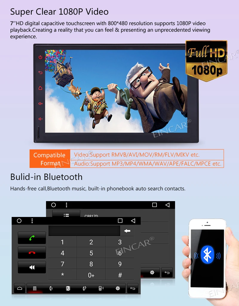 Discount Android Touch Screen Car Stereo 2 Din Radio Video Player Bluetooth WiFi GPS Navigation support Car LOGO 1080P OBD2 Camera Input 5