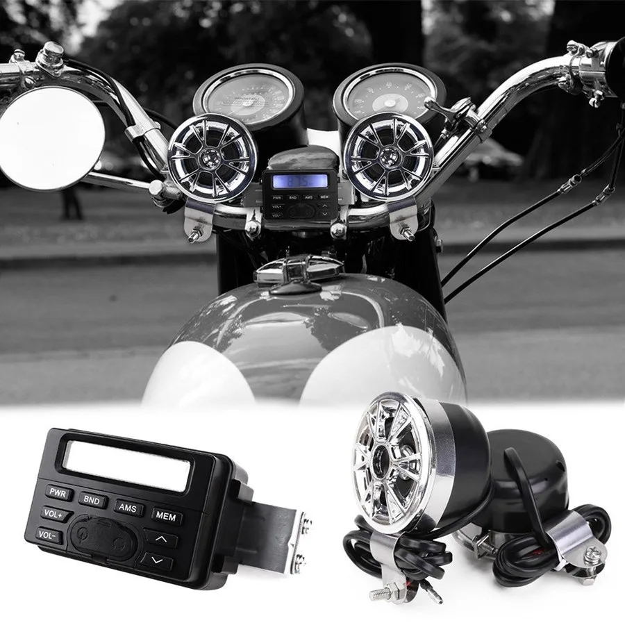 12V FM радио мотоцикла/MP3 динамик стерео + 2 водонепроницаемый руль колонки|speaker