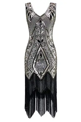 

Custom 1920 s Vintage Great Gatsby Dress Sequins Dress V-Neck Tassels Bodycon Beaded Party Dress Flapper Dresses Art Deco Double