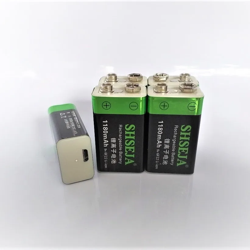 6 шт USB 9V аккумуляторная батарея 1180mAh 6F22 литий-ионная аккумуляторная батарея