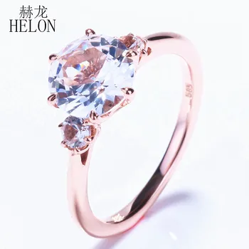 

HELON SPECIAL!THREE STONE 2.4ct WHITE TOPAZ ROMANTIC ENGAGEMENT WEDDING FINE RING FOR WOMEN'S JEWELRY RING SOLID 14K ROSE GOLD