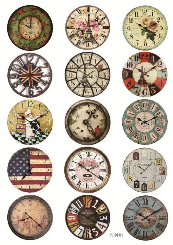 

Uncut A5 Hand-painted Clock Decorative Sticker Set Diary Album Label Sticker DIY Scrapbooking Stationery Stickers Escolar
