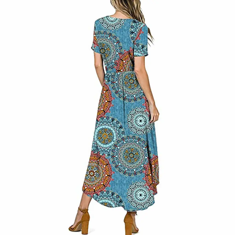 Модные летние платья Boho, сексуальное женское пляжное платье с v-образным вырезом и цветочным принтом, винтажное необычное платье для вечеринки, Vestidos, большие размеры