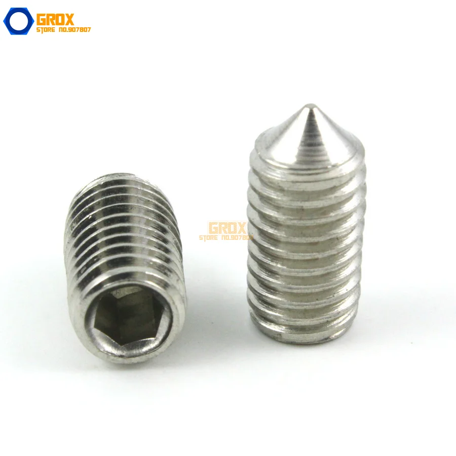 M5 A2 STAINLESS STEEL CONE POINT GRUB SCREWS HEX SOCKET SET SCREW DIN914 5mm 