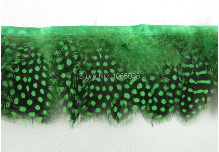 

Free shipping 10yards 6-8cm width Green dyed pearl chicken feather fringe Hackle feather ribbon pheasant feather trimming