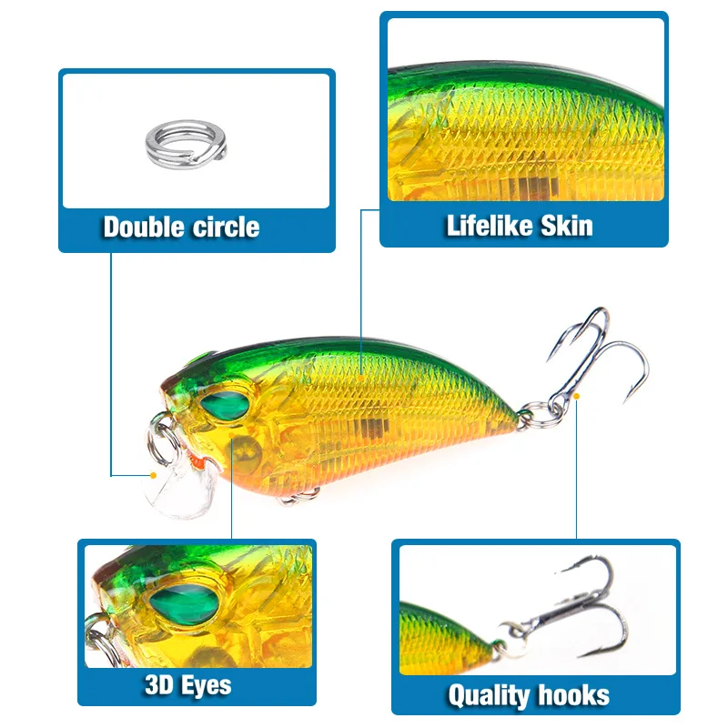 Lure Bait Chubby Bionic Minnow Crank Hard Bait 6.5g/6cm Sea Fishing Freshwater Lure Fish Bait Hook Fishing Gear jooyoo