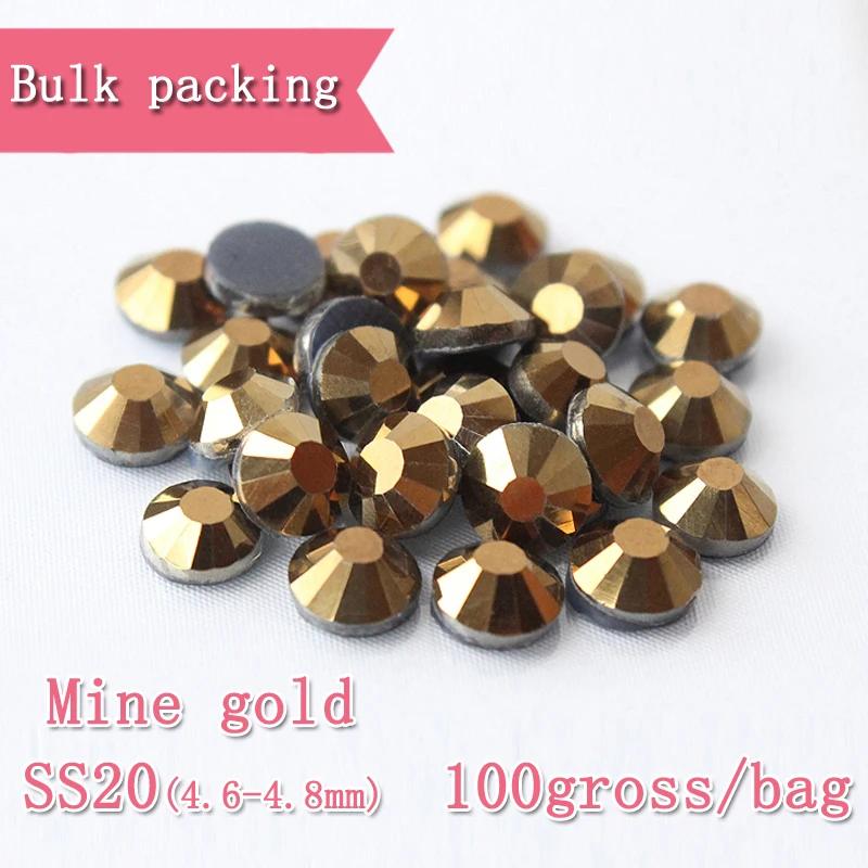 Bulk packing Hot fix Rhinestones SS20 Mine gold DMC Rhinestones DIY