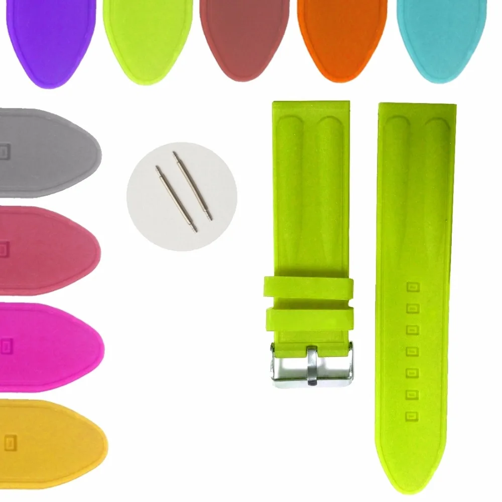 

24mm Green Color Silicone Jelly Rubber Ladies Men Watch Band Straps WB1218G24JB