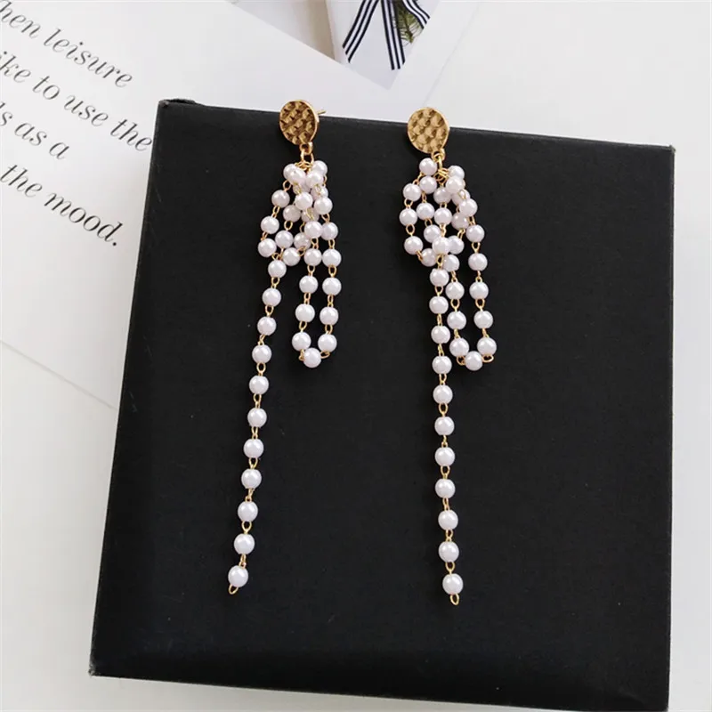 

Trendy fashion to build big long simulation pearl earrings rings earrings wedding gift jewelry wholesale pearls statement