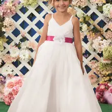 Довольно платье-линии цветы детские платья пояса-line ручной работы цветы складки-line для подружек невесты платье из органзы детские Vestidos феста LD1634