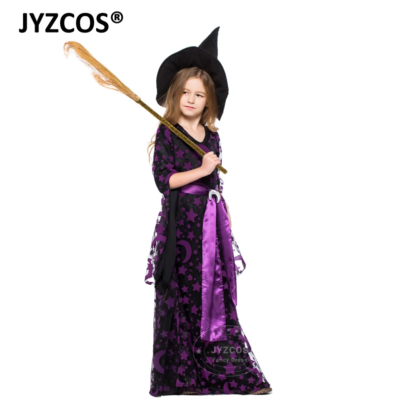 JYZCOS Kids Witch Costume Baby Girls Halloween Party Costumes Purple Witch Fancy Dress Carnival Cosplay Costume JYZCOS Kids Witch Costume Baby Girls Halloween Party Costumes Purple Witch Fancy Dress Carnival Cosplay Costume