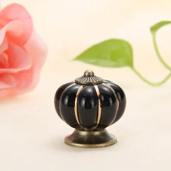 Black Vintage Furniture Handle Pumpkin Ceramic Door Knobs Cabinet Handles Furniture Drawer Cupboard Kitchen Pull Handle